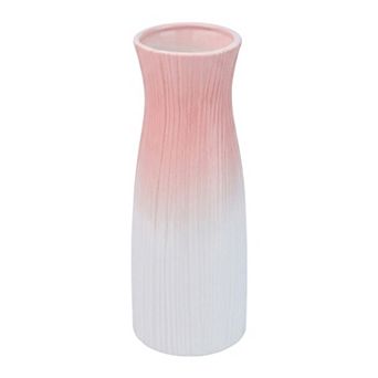 Modern Tall Ceramic Vase for Home Decor Pleated Geometric Decorative Flower Vases 3.7"Lx3.7"Wx9.6"H