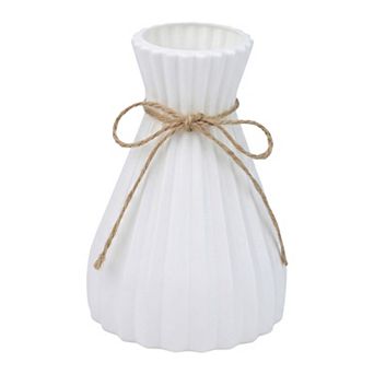 Clear Plastic Flower Vase Opening Small Bud Vase Unbreakable Modern Vase for Home 4.8"Lx4.8"Wx6.9"H