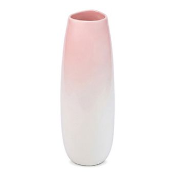 Modern Tall Ceramic Vase for Home Decor Pleated Geometric Decorative Flower Vases 3.4"Lx3.4"Wx9.4"H