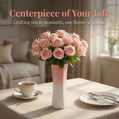 Modern Tall Ceramic Vase Slim Matte Decorative Flower Vases for Centerpieces 3.0"Lx3.0"Wx9.6"H