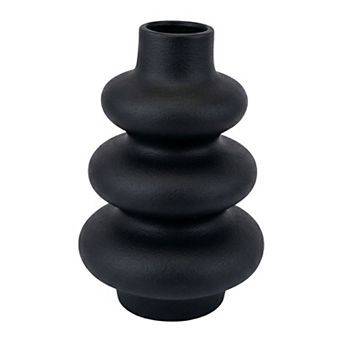 Ceramic Vase for Flowers Modern Ripple Textured Decorative Vase Matte Round Vase 5.4"Lx5.4"Wx8"H