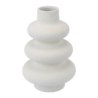 Ceramic Vase for Flowers Modern Ripple Textured Decorative Vase Matte Round Vase 5.4"Lx5.4"Wx8"H