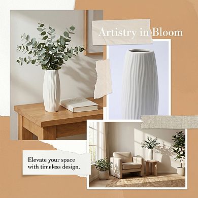 Modern Slim Ceramic Bud Vase Small Skinny Decorative Flower Vases for Single Stem 2"Lx2"Wx7.7"H