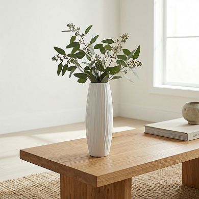 Modern Slim Ceramic Bud Vase Small Skinny Decorative Flower Vases for Single Stem 2"Lx2"Wx7.7"H