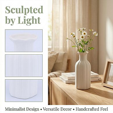 Modern Slim Ceramic Bud Vase Small Skinny Decorative Flower Vases for Single Stem 2.8"Lx2.8"Wx7.1"H