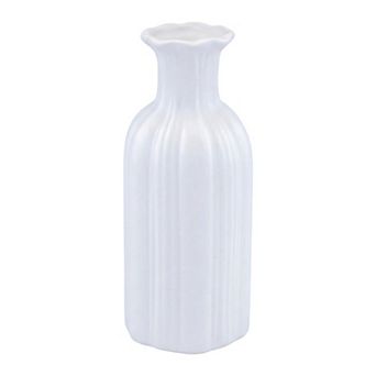 Modern Slim Ceramic Bud Vase Small Skinny Decorative Flower Vases for Single Stem 2.8"Lx2.8"Wx7.1"H