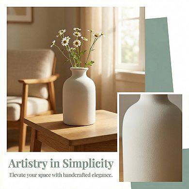 Ceramic Bud Vase Set, Small Decorative Flower Vases for Home Decor 3.1"Lx3.1"Wx5.6"H
