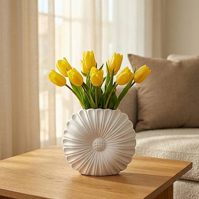 Modern Geometric Flower Vase Unbreakable Plastic Decorative Vase 6.7"L x 1"W x 5.7"H