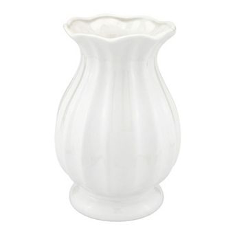 Modern Wide Mouth Ceramic Vase Round Flower Vases for Full Bouquets 5.1"Lx5.1"Wx7.7"H