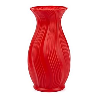 Modern Plastic Flower Vase Unbreakable Geometric Vase with Ceramic Look 4.7"L x 4.7"W x 8.9"H