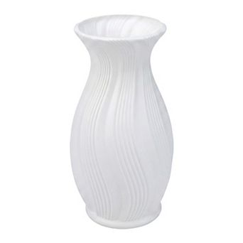 Modern Plastic Flower Vase Unbreakable Geometric Vase with Ceramic Look 4.7"L x 4.7"W x 8.9"H
