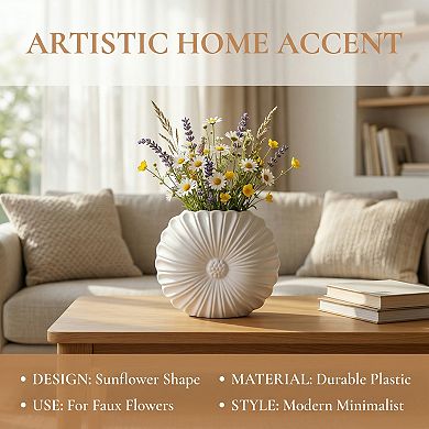 Modern Geometric Flower Vase Unbreakable Plastic Decorative Vase for Home 7.9"L x 1.2"W x 6.9"H