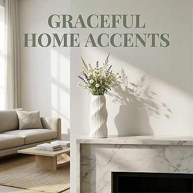 Geometric Flower Vase for Home Decor Unbreakable Plastic Vase with Ceramic Look 4.2"Lx4.2"Wx8.1"H
