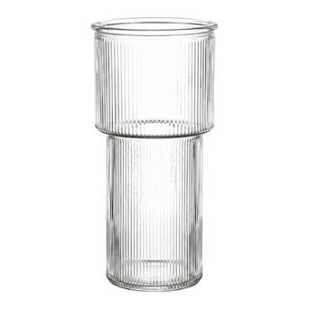 Large Glass Vase for Flower Thickened Clear Flower Vase Wide Opening Cylinder Vase 3.6"Lx3.6"Wx9.4"H