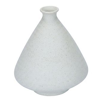 Small Ceramic Bud Vase Modern Matte Mini Flower Vase Minimalist Ribbed Vase 3.9"Lx3.9"Wx4.1"H
