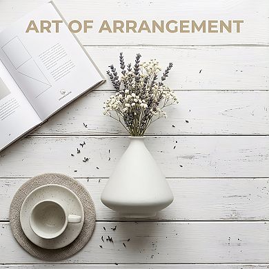 Small Ceramic Bud Vase Modern Matte Mini Flower Vase Minimalist Ribbed Vase 3.9"Lx3.9"Wx4.1"H