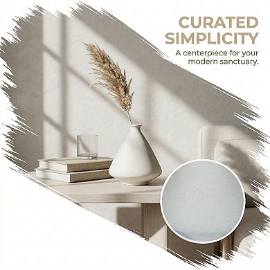Small Ceramic Bud Vase Modern Matte Mini Flower Vase Minimalist Ribbed Vase 3.9"Lx3.9"Wx4.1"H