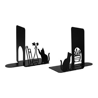 Decorative Cartoon Metal Bookends Book Ends for Unique Hollow-out Book Stopper 4.3"Lx3.1"Wx10.2"H