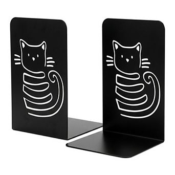 Decorative Cartoon Metal Bookends Book Ends for Unique Hollow-out Book Stopper 4.7"Lx3.6"Wx6.7"H