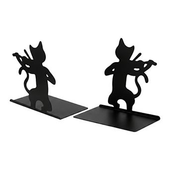Decorative Cartoon Metal Bookends Book Ends for Unique Hollow-out Book Stopper 6.3"Lx3.9"Wx7.5"H