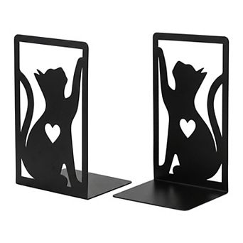 Decorative Cartoon Metal Bookends Book Ends for Unique Hollow-out Book Stopper 4.2"Lx3.5"Wx7.1"H