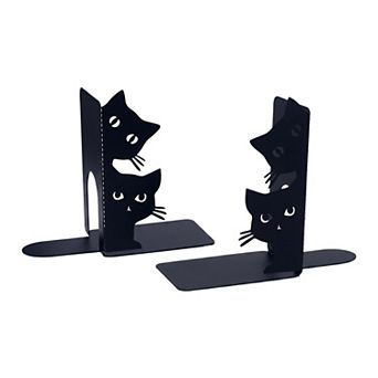 Decorative Cartoon Metal Bookends Book Ends for Unique Hollow-out Book Stopper 6.2"Lx3.1"Wx10.2"H