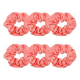 6 pc Satin Hair Scrunchies, Solid Hair Ties Soft Fabric Scrunchies Ponytail Holders for Women Girls