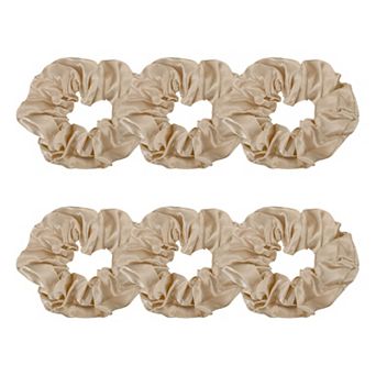6 pc Satin Hair Scrunchies, Solid Hair Ties Soft Fabric Scrunchies Ponytail Holders for Women Girls