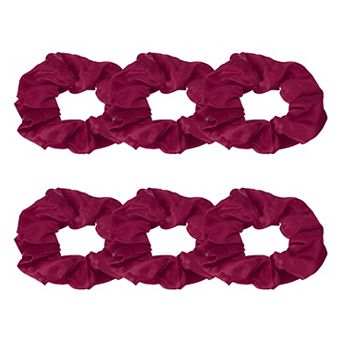 6 pc Satin Hair Scrunchies, Solid Hair Ties Soft Fabric Scrunchies Ponytail Holders for Women Girls
