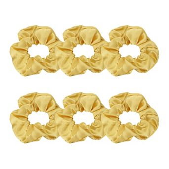6 pc Satin Hair Scrunchies, Solid Hair Ties Soft Fabric Scrunchies Ponytail Holders for Women Girls