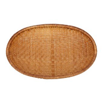 Handmade Rattan Serving Tray Woven Rectangular Basket Tabletop Organizer 12.6"Lx9.1"Wx2.4"H