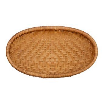 Handmade Rattan Serving Tray Woven Rectangular Basket Tabletop Organizer 9.8"Lx6.3"Wx1.6"H