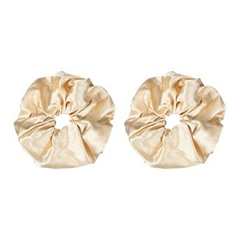 2 pc Satin Hair Scrunchies, Solid Hair Ties Soft Fabric Ponytail Holders for Women Girls 7.1"