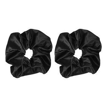2 pc Satin Hair Scrunchies, Solid Hair Ties Soft Fabric Ponytail Holders for Women Girls 7.1"