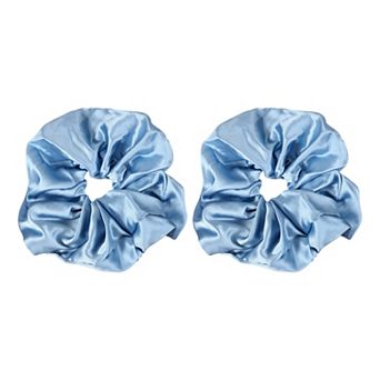 2 pc Satin Hair Scrunchies, Solid Hair Ties Soft Fabric Ponytail Holders for Women Girls 7.1"