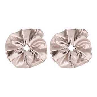 2 pc Satin Hair Scrunchies, Solid Hair Ties Soft Fabric Ponytail Holders for Women Girls 7.1"