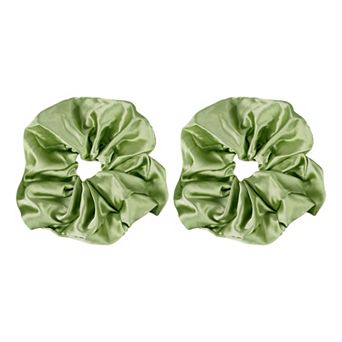 2 pc Satin Hair Scrunchies, Solid Hair Ties Soft Fabric Ponytail Holders for Women Girls 7.1"