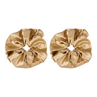 2 pc Satin Hair Scrunchies, Solid Hair Ties Soft Fabric Ponytail Holders for Women Girls 7.1"