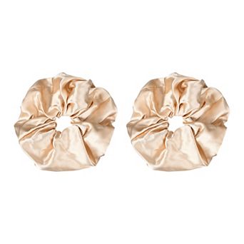 2 pc Satin Hair Scrunchies, Solid Hair Ties Soft Fabric Ponytail Holders for Women Girls 7.1"