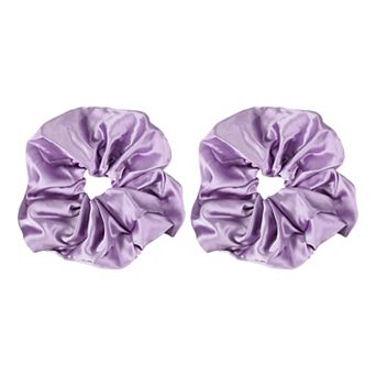 2 pc Satin Hair Scrunchies, Solid Hair Ties Soft Fabric Ponytail Holders for Women Girls 7.1"