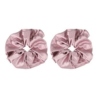2 pc Satin Hair Scrunchies, Solid Hair Ties Soft Fabric Ponytail Holders for Women Girls 7.1"