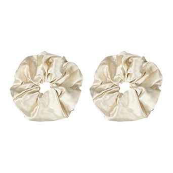 2 pc Satin Hair Scrunchies, Solid Hair Ties Soft Fabric Ponytail Holders for Women Girls 7.1"