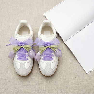 1 Pair 4 Tulip Charms Shoelaces Flat for Sneaker 47.2"