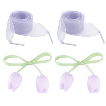 1 Pair 4 Tulip Charms Shoelaces Flat for Sneaker 47.2"