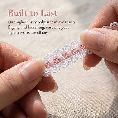 2 Pairs Lace-Woven Elastic Shoelaces Sweet Elegant Color-Blocked 47.2"