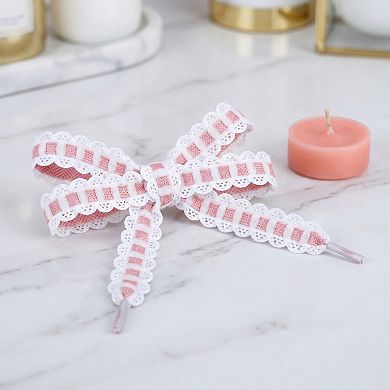 2 Pairs Lace-Woven Elastic Shoelaces Sweet Elegant Color-Blocked 47.2"