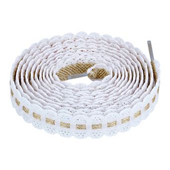 2 Pairs Lace-Woven Elastic Shoelaces Sweet Elegant Color-Blocked 47.2"