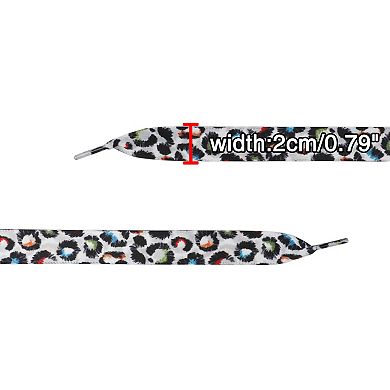1 Pair Unisex Wide Satin Tie-Dye Leopard Shoelaces for Sneakers 47.24"