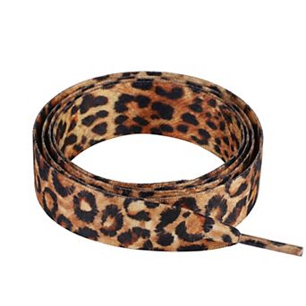 1 Pair Unisex Wide Satin Tie-Dye Leopard Shoelaces for Sneakers 47.24"