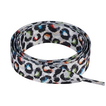 1 Pair Unisex Wide Satin Tie-Dye Leopard Shoelaces for Sneakers 47.24"